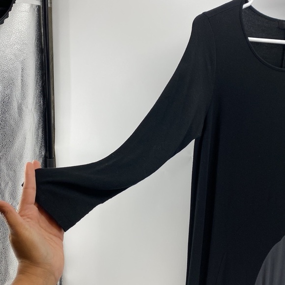 Comfy USA black grey cinched midi dress lagenlook - Picture 3 of 8